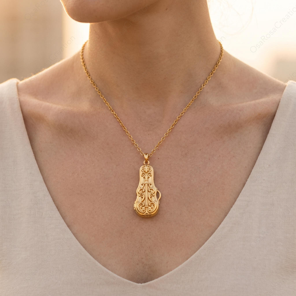 Violin Necklace, Classical Music Jewelry, Cello Pendant, Dark Academia Aesthetic, Artistic Musician Gift, Instrument Charm, Symphony Choker