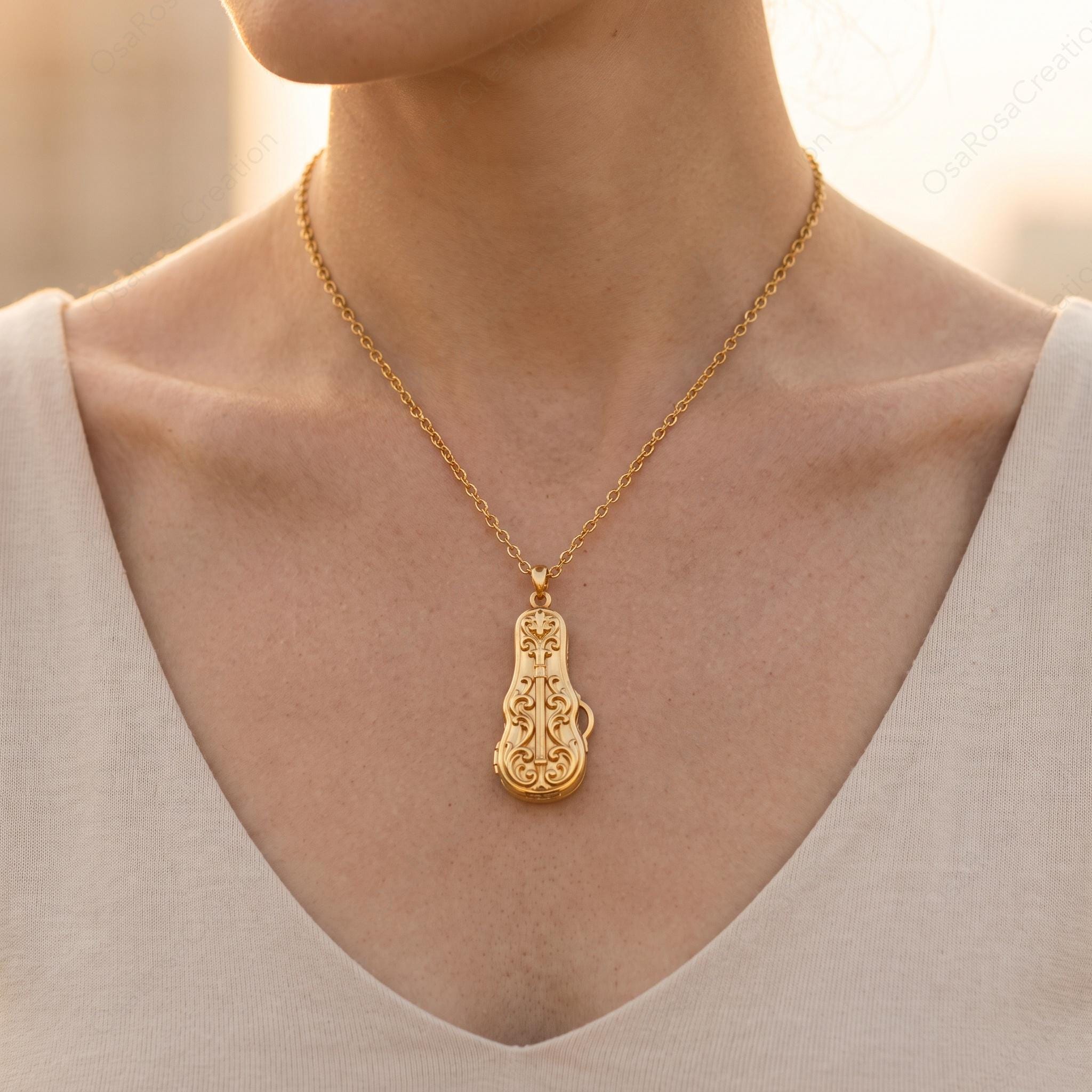 Violin Necklace, Classical Music Jewelry, Cello Pendant, Dark Academia Aesthetic, Artistic Musician Gift, Instrument Charm, Symphony Choker