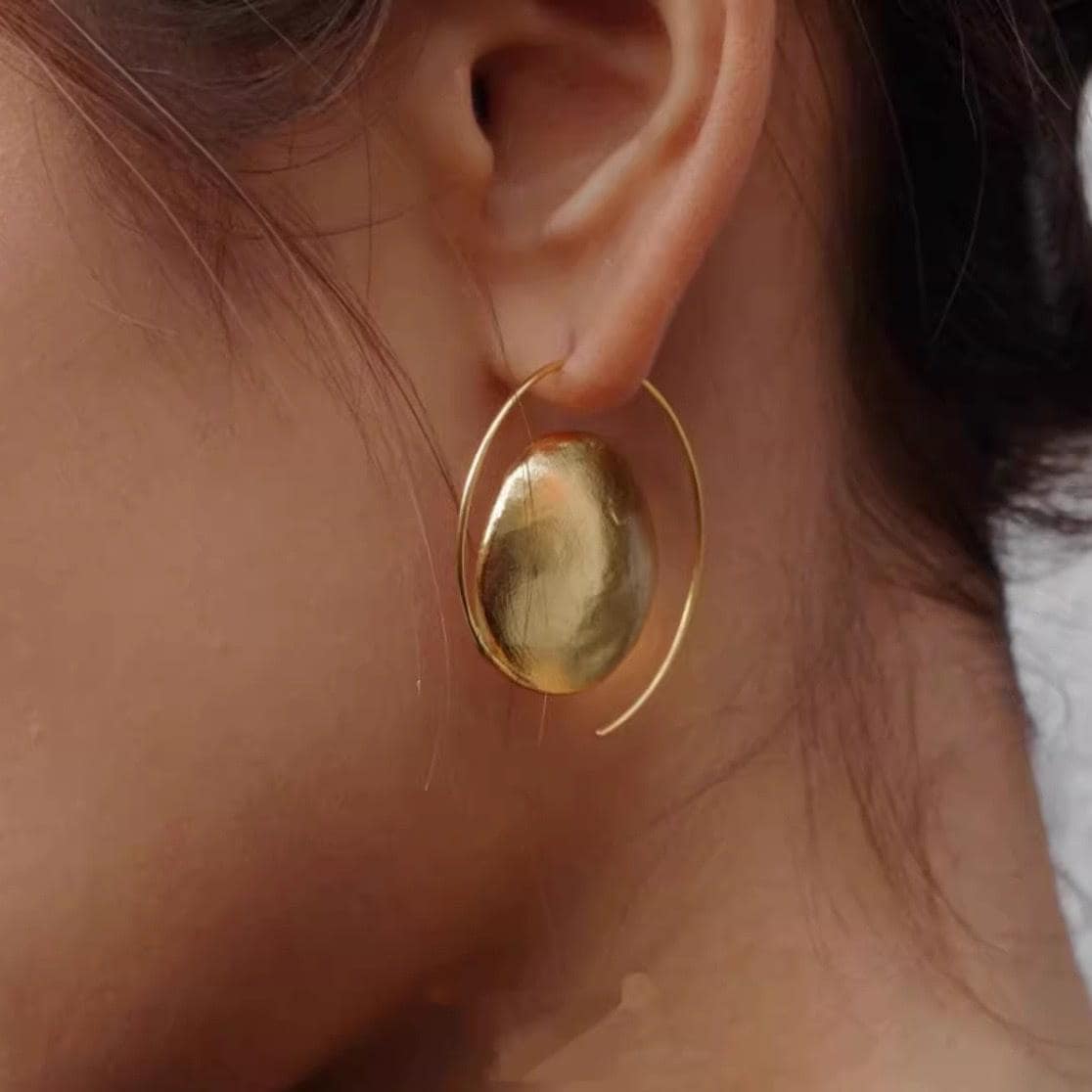Crescent Moon Hoop Earrings | 18K Gold Plated, Celestial Jewelry