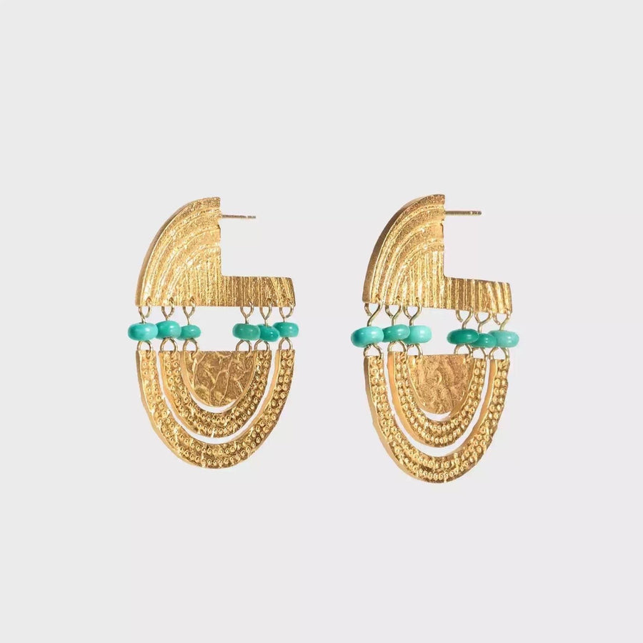 Blue Totem Arc Earrings