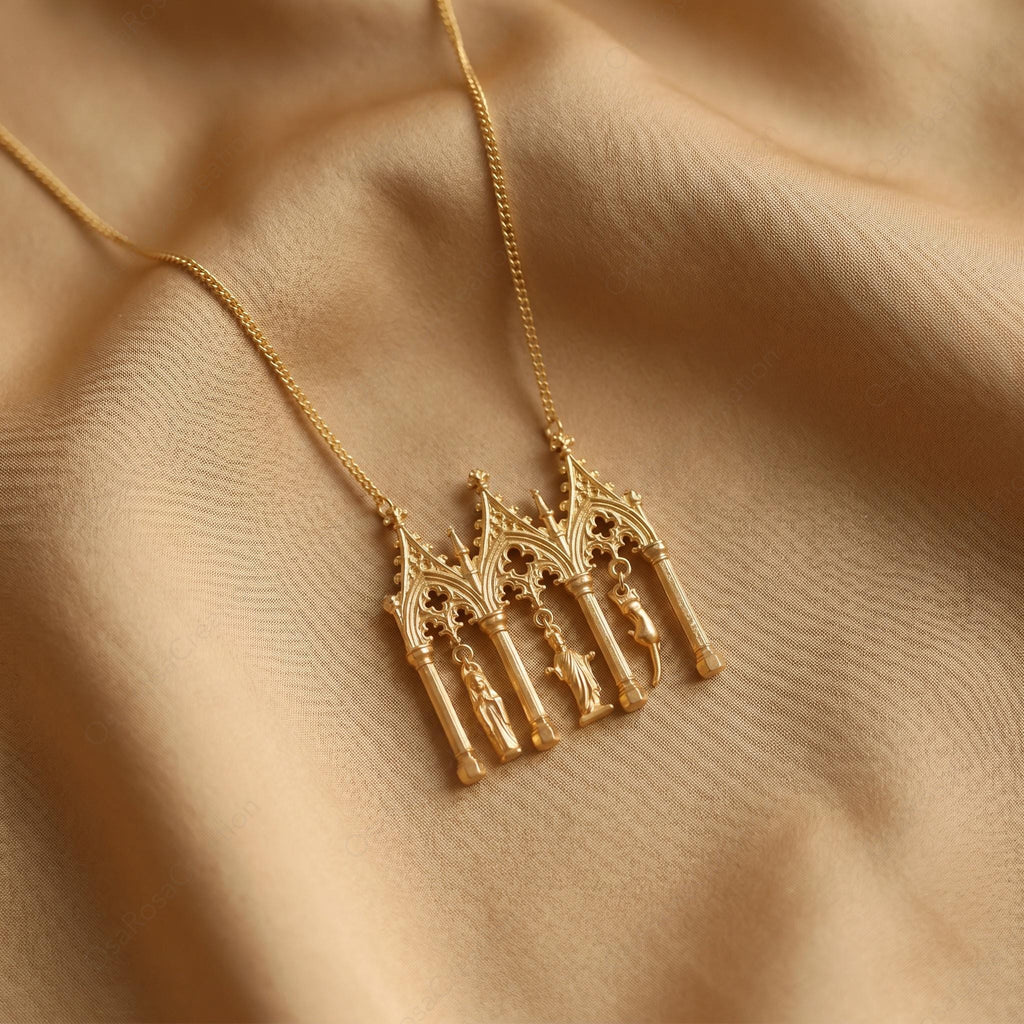 Cathedral Cat Pendant Necklace | Gothic Architecture Inspired Design | Architecture inspired necklace | Unique Fashion Jewel｜Christmas gift