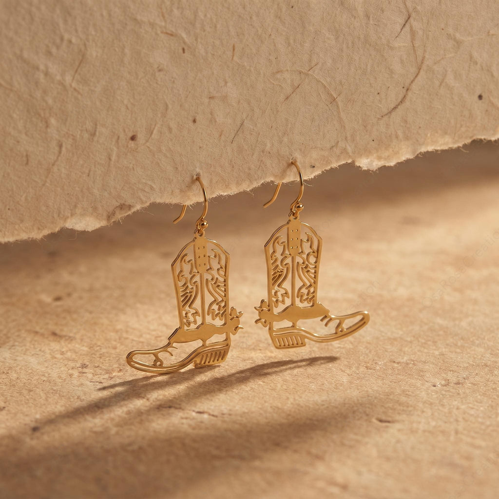 Gold Cowboy Boot Dangle Earrings | Western Statement Jewelry