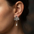Silver Filigree Pearl Earrings • Art Nouveau Victorian Bridal Jewelry
