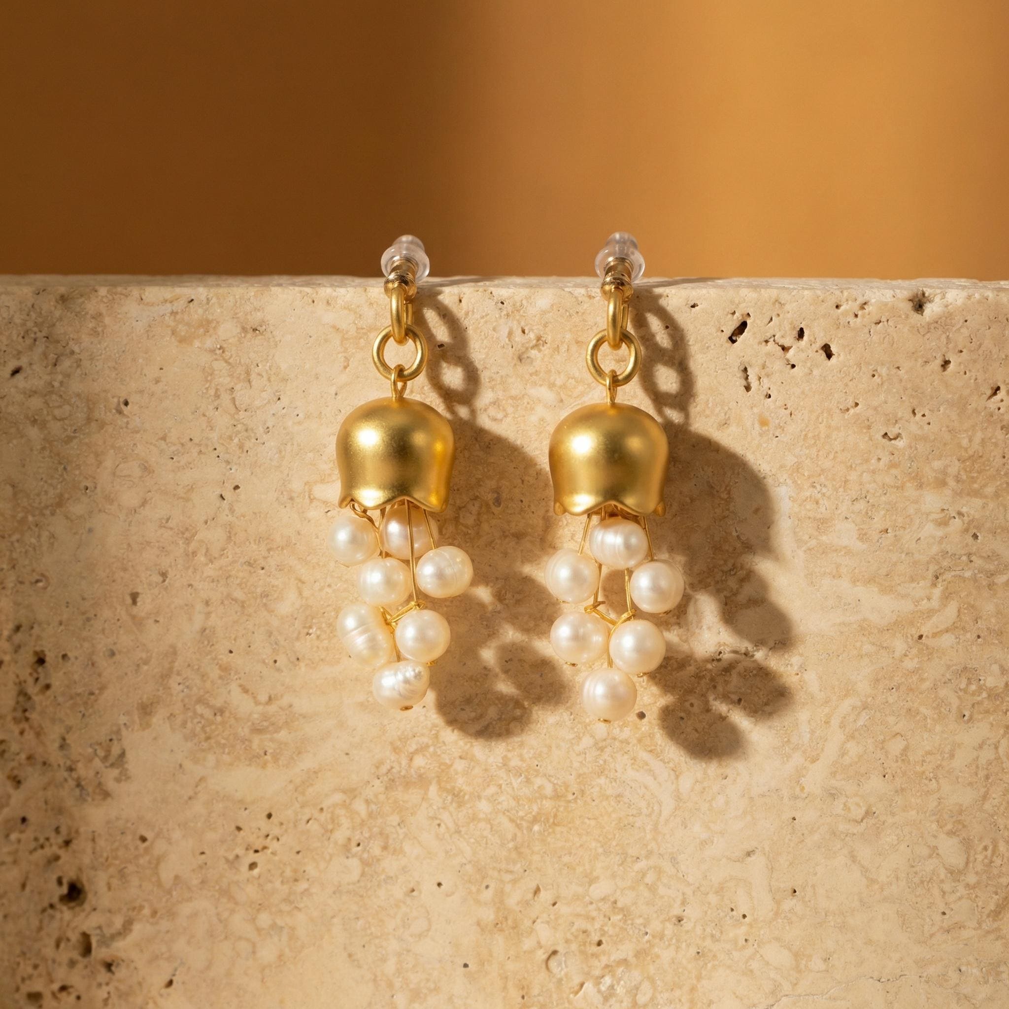 Pearl Lily of the Valley Drop Earrings – Floral Tassel Dangles