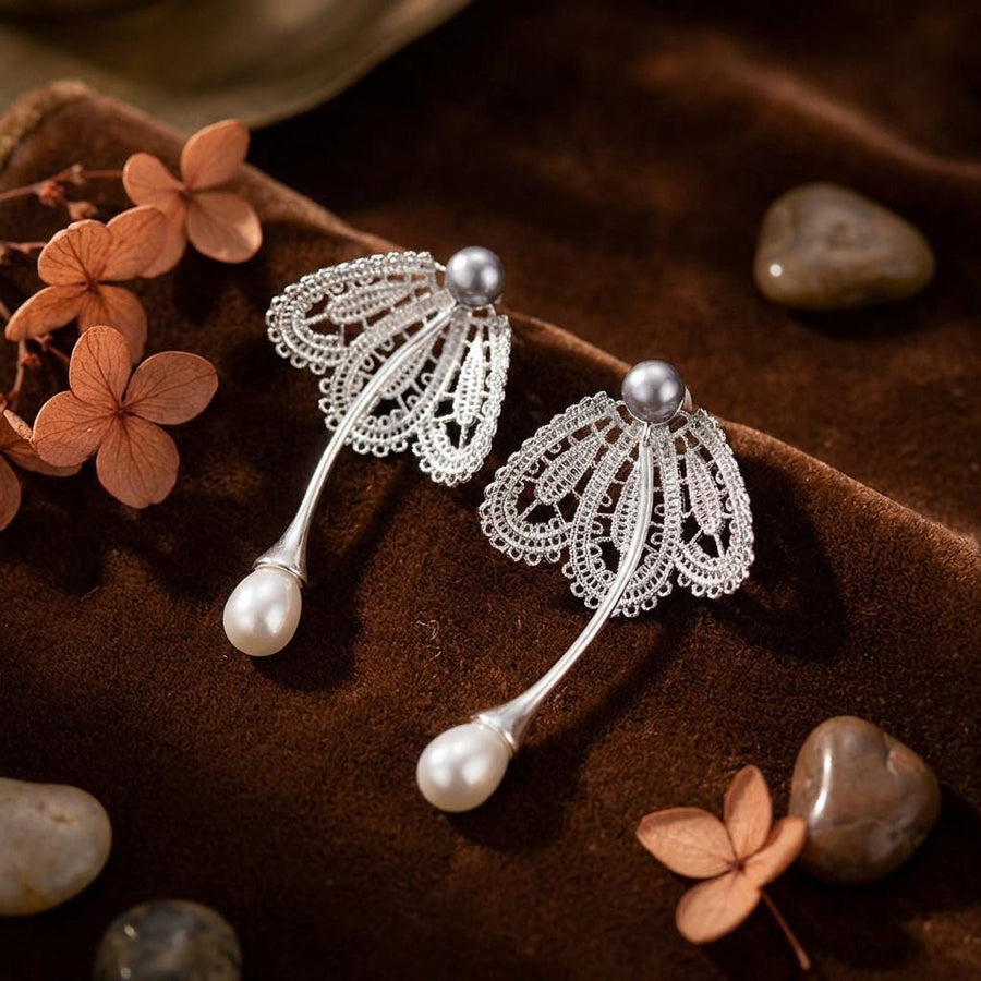 Victorian Filigree Pearl Earrings