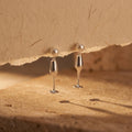Silver Champagne Flute Earrings with Faux Pearl, Elegant Goblet Dangle Jewelry