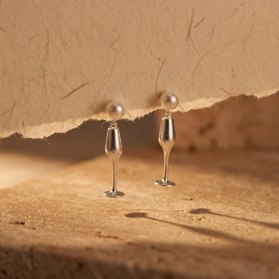Champagne Flute Pearl Earrings