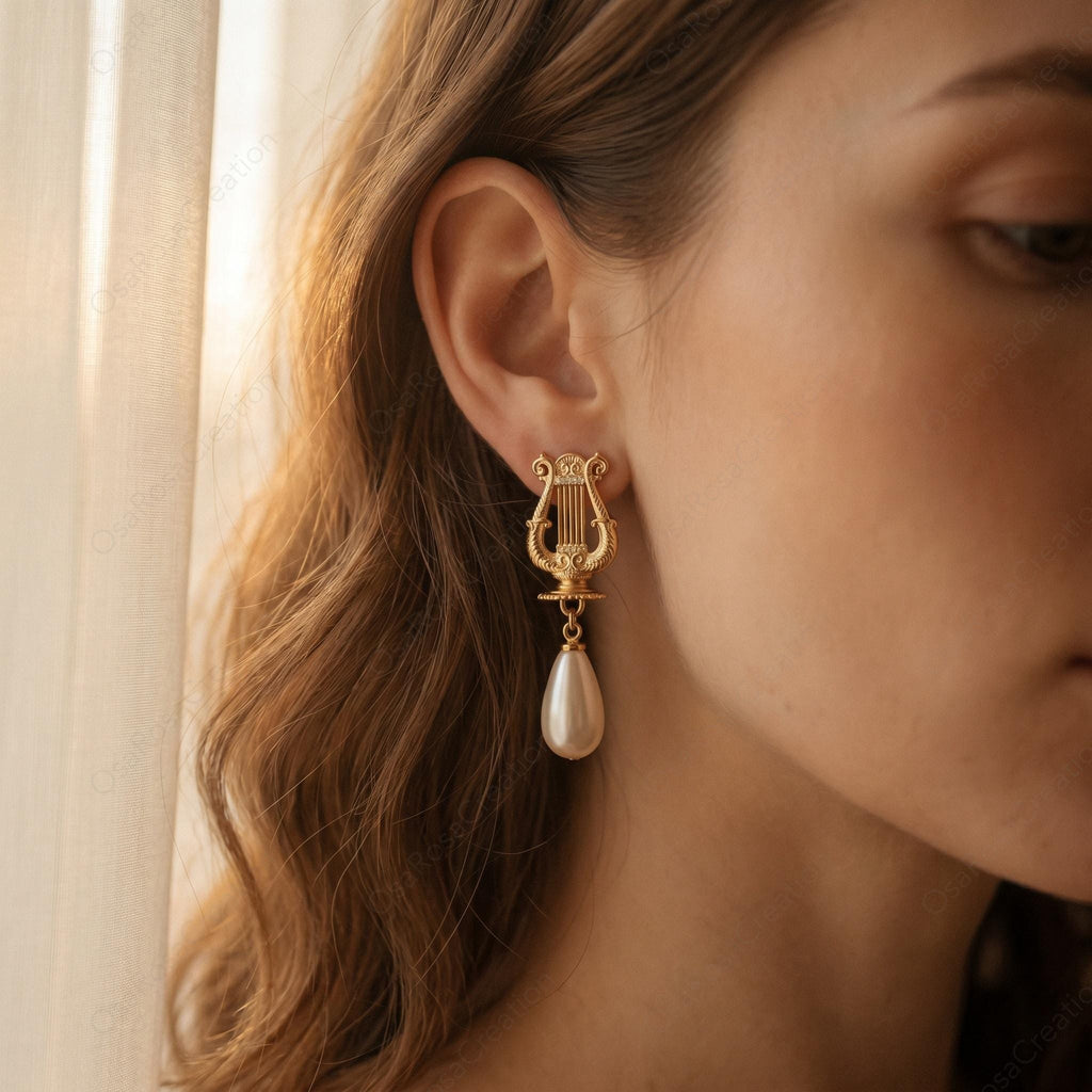 Ancient Greek Aegean Tears Earrings |Greek Goddess Earrings｜Mythology Inspired Earrings｜ Pearl Drop Vintage Jewelry｜Christmas gift