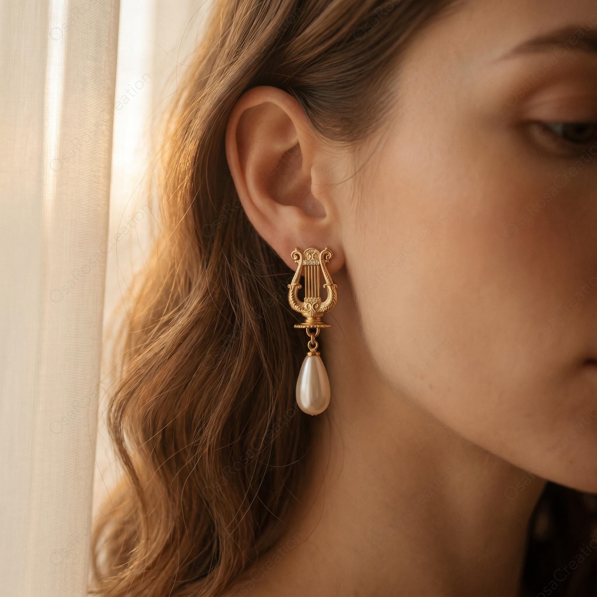 Ancient Greek Aegean Tears Earrings |Greek Goddess Earrings｜Mythology Inspired Earrings｜ Pearl Drop Vintage Jewelry｜Christmas gift