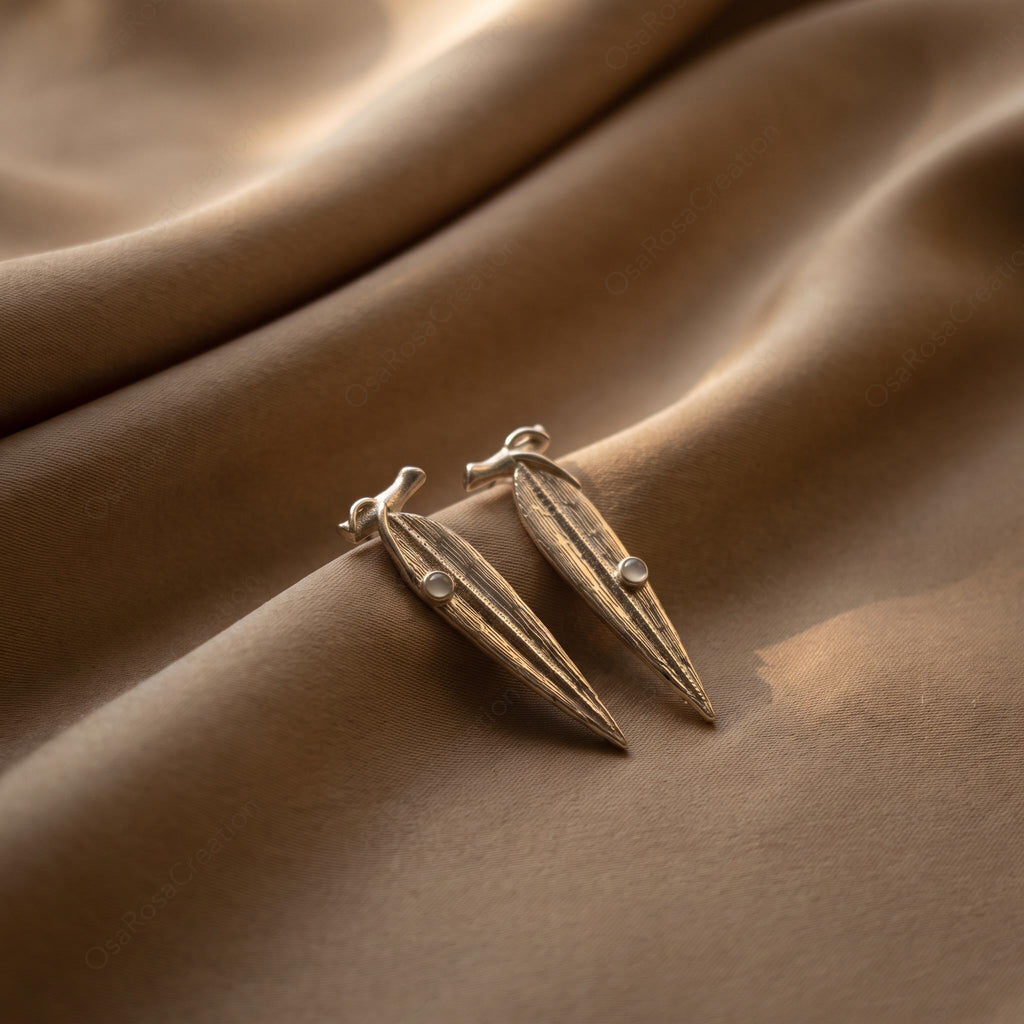 Sculptural Silver Leaf Drop Earrings, Botanical Nature Inspired Dangle Jewelry