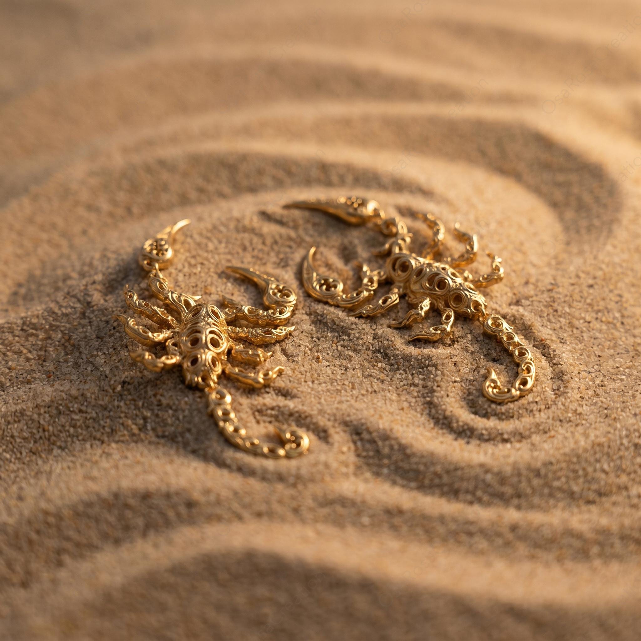 Scorpio Scorpion Statement Earrings, Gold Baroque Filigree Zodiac Jewelry
