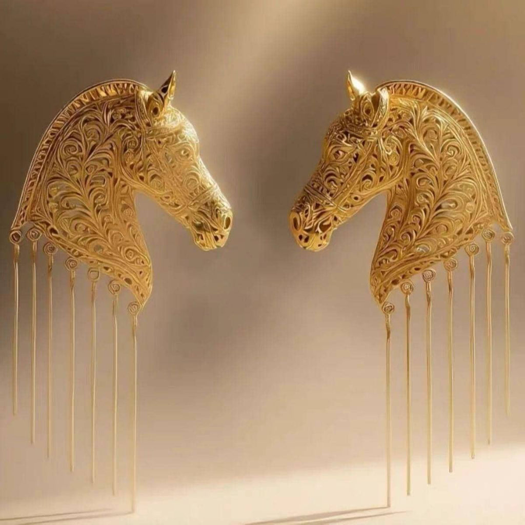 Pegasus Horse Head Earrings | Gold Plated Mythology Jewelry
