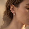 Sculptural Silver Goblet Earrings with Pearl, Vintage Inspired Whimsical Jewelry