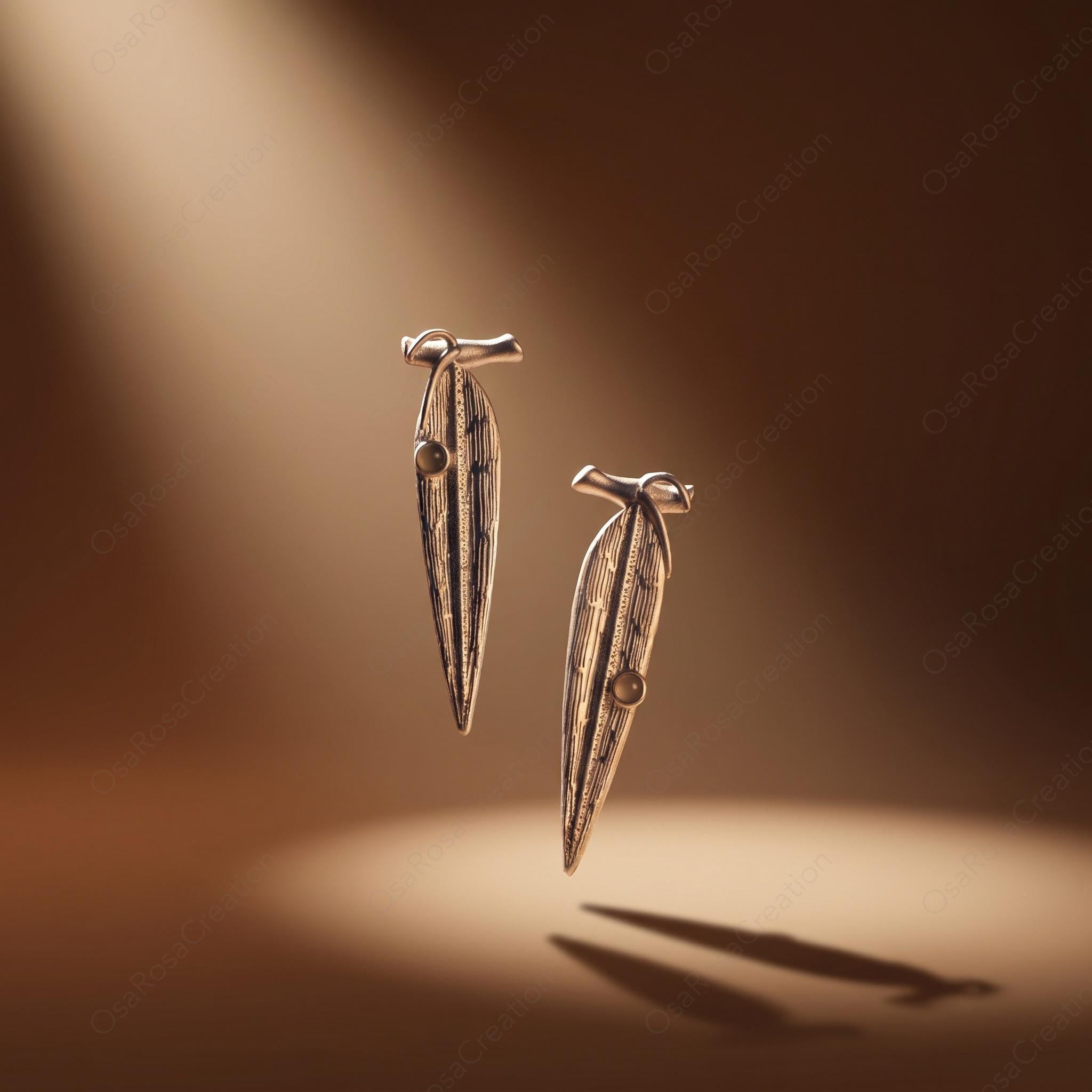 Sculptural Silver Leaf Drop Earrings, Botanical Nature Inspired Dangle Jewelry