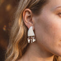 Tribal Horn Faux Resin Earrings, Artisan Sterling Silver Dangle Drops