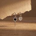 Asymmetrical Lock and Key Heart Earrings, Sterling Silver Mismatched Hoop Jewelry