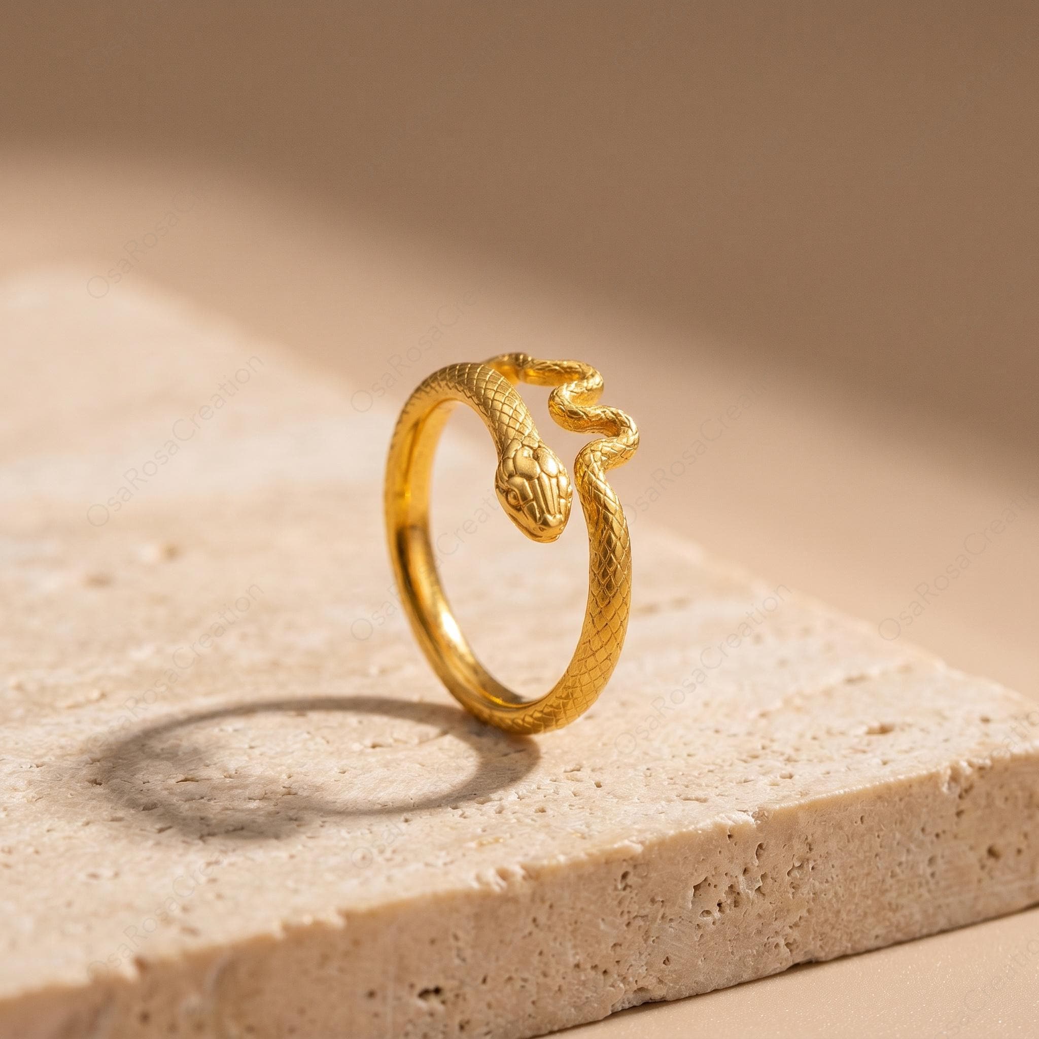 Gold Snake Ring, Serpent Wrap Ring, Sculptural Animal Jewelry, Vintage Snake Ring, Mediterranean Inspired Ring, Timeless Statement Ring